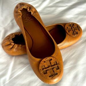 Tan Tory Burch Leather Flats, Size 9